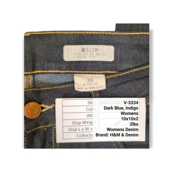 Divided By H&M Women's Dark Blue Indigo Belt Loop Fly Zip Denim Jeans Size 30 - Picture 4 of 4